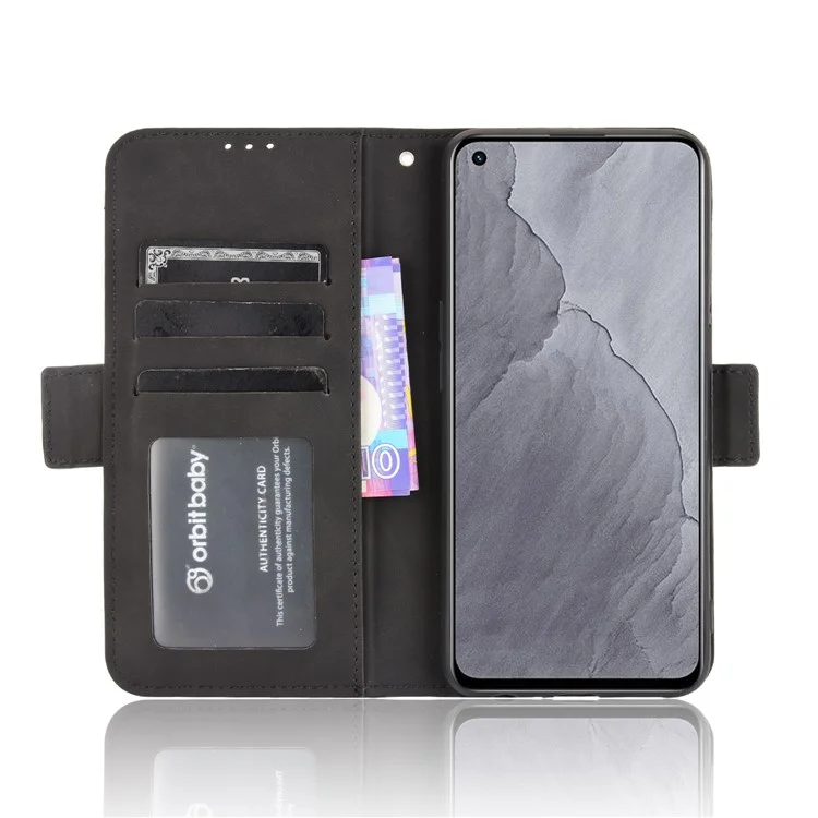 Multiple Card Slots Leather Case with Wallet Stand for Realme GT Master - Black