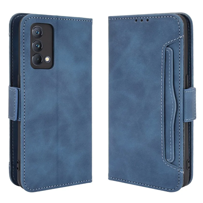 Multiple Card Slots Leather Case with Wallet Stand for Realme GT Master - Blue
