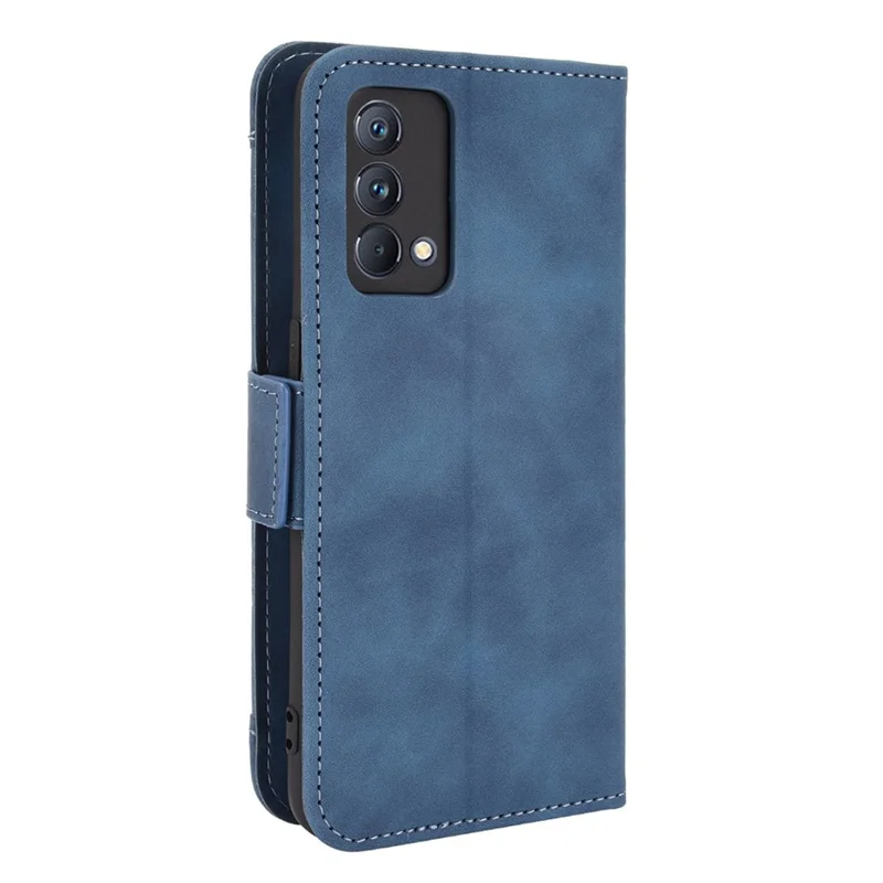 Multiple Card Slots Leather Case with Wallet Stand for Realme GT Master - Blue