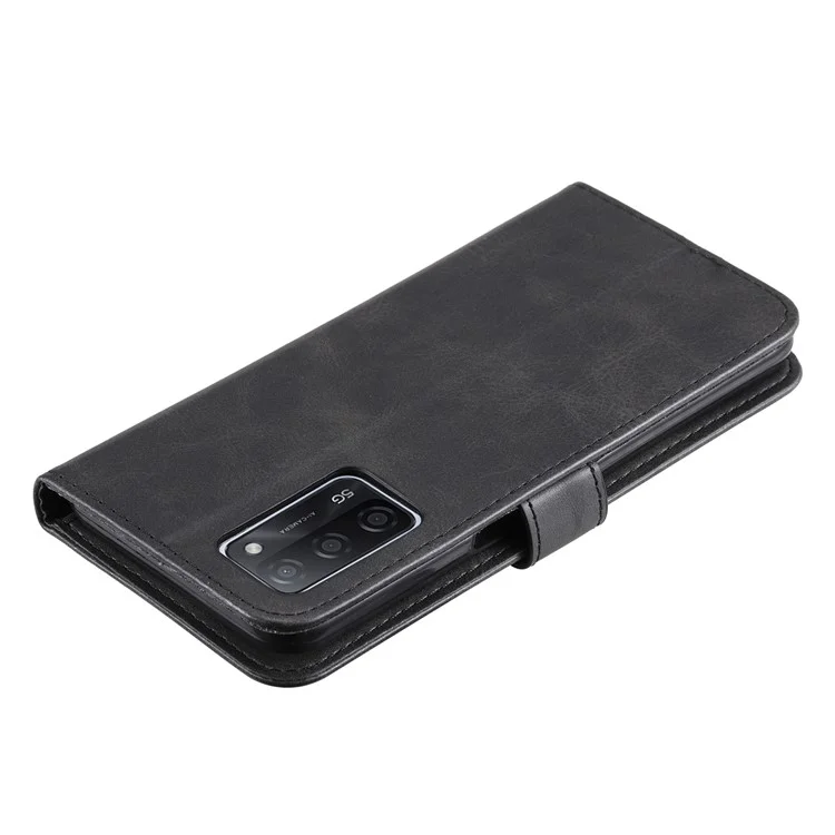 Full Protection Zipper Pocket Leather Case Mobile Phone Cover for Oppo A16/A16s/A54s/A55 5G/A54 4G - Black