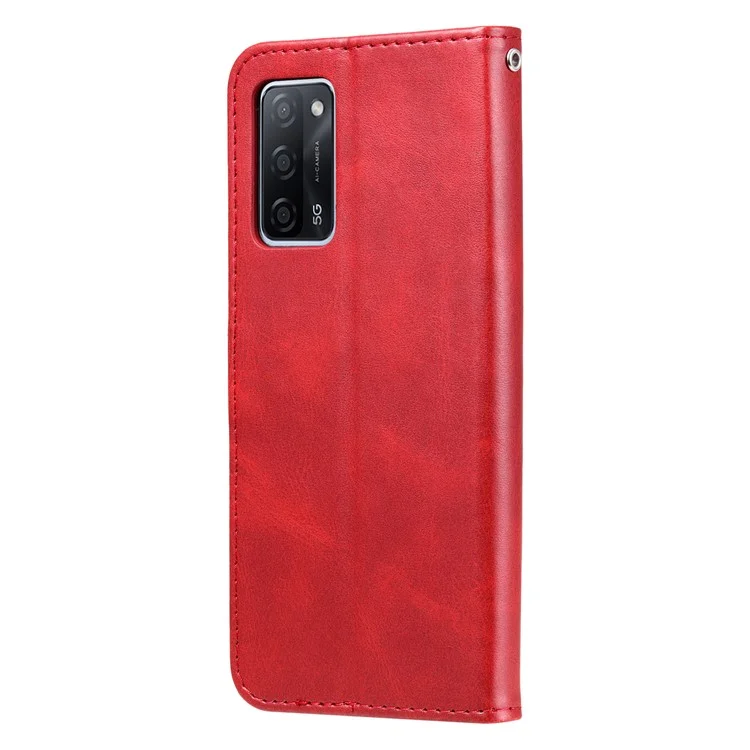 Vollständiger Schutz-Reißverschlusstaschen-Lederetuihandy-Cover für Oppo A16/A16s/A54s/A55 5G/A54 4G - Rot
