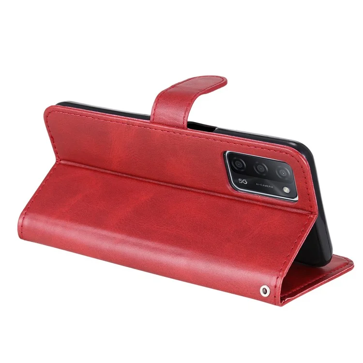 Vollständiger Schutz-Reißverschlusstaschen-Lederetuihandy-Cover für Oppo A16/A16s/A54s/A55 5G/A54 4G - Rot