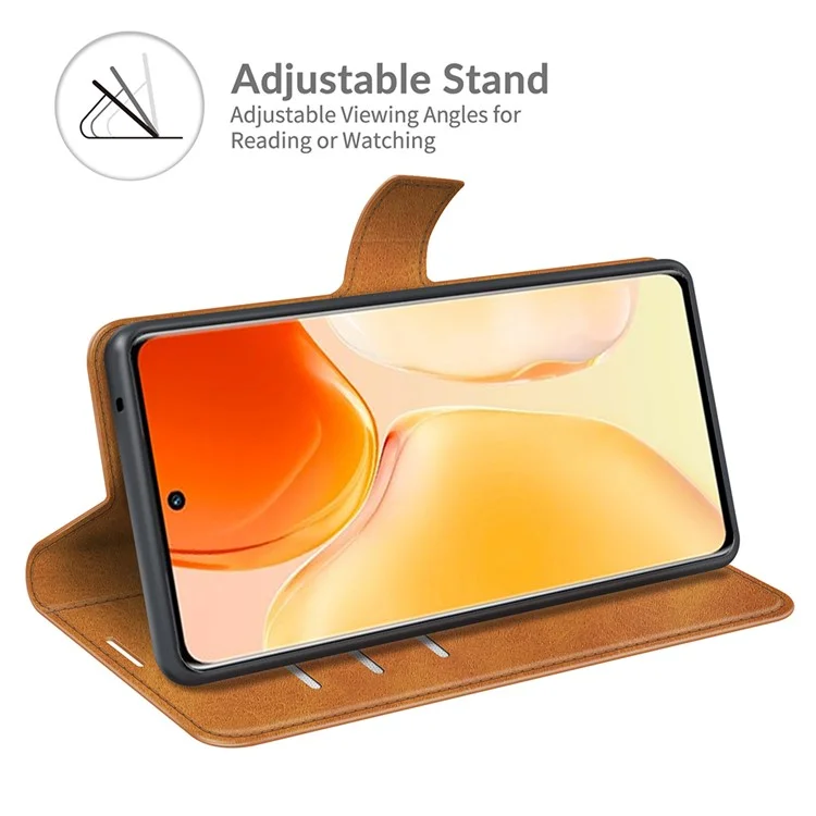 Portafoglio Design Design Magnetico Chiusura Anti-graffio Follip Flip Leather Telefono Per Vivo X70 Pro - Giallo