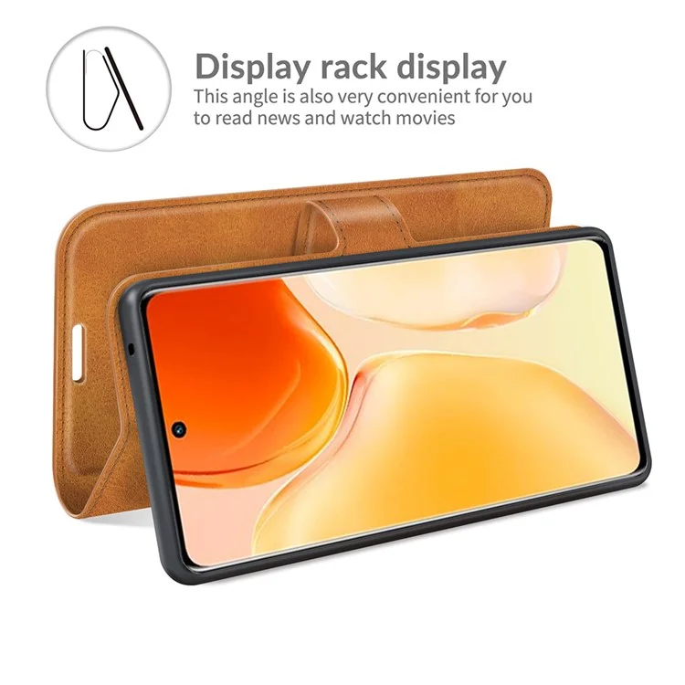 Portafoglio Design Design Magnetico Chiusura Anti-graffio Follip Flip Leather Telefono Per Vivo X70 Pro - Giallo