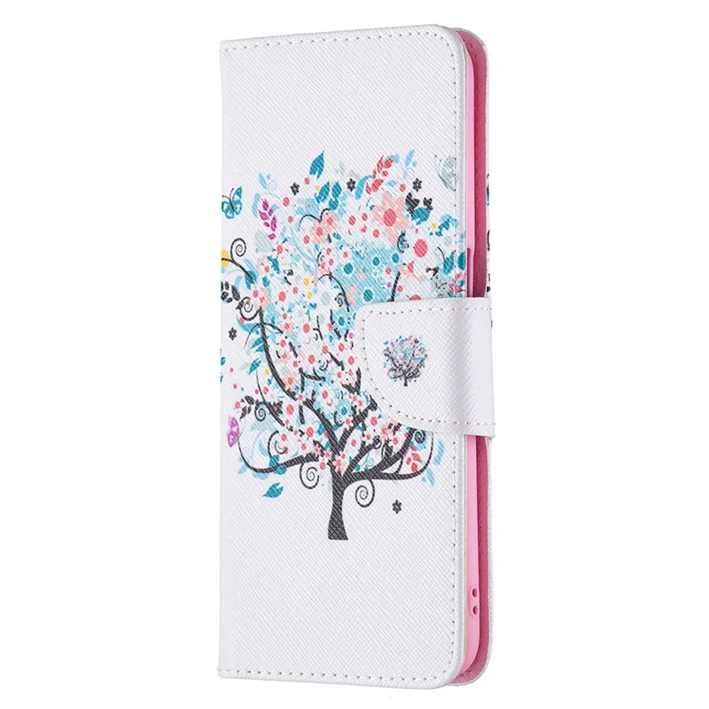 Pattern Printing Premium PU Leather Wallet Stand Flip Protective Cover with Magnetic Closure for Oppo A16/A16s/A54s - Flower Tree