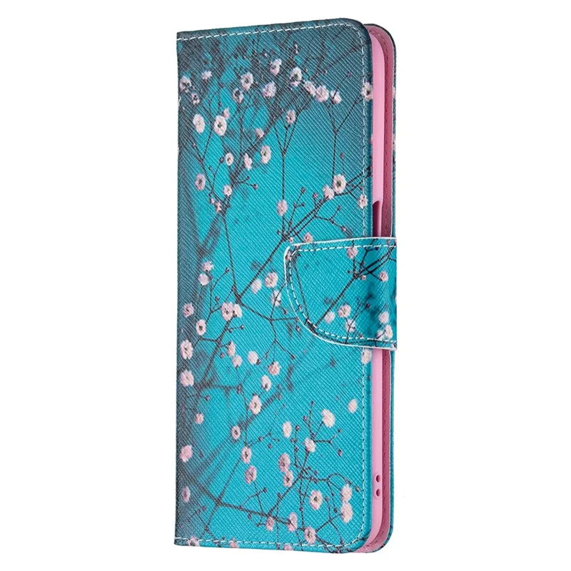 Portefeuille en cuir PU premium à motif imprimé, étui protection rabattable avec fermeture magnétique pour Oppo A16/A16s/A54s - Fleur de prune