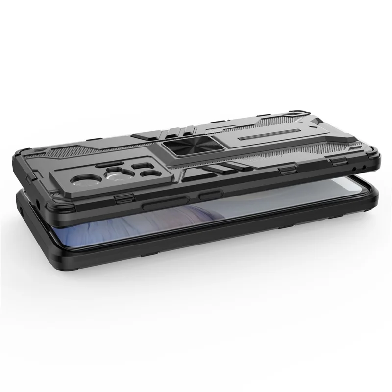 Vertikal og horisontal standfod hård PC + blød TPU to-lags beskyttelsesdæksel til vivo X70 Pro - Sølv