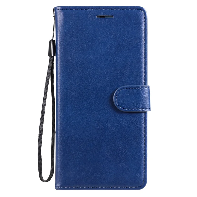 For Oppo A55 5G / A54 4G / A16 4G / Realme V11 5G Case Solid Color Leather Mobile Cover Wallet Stand with Strap - Blue