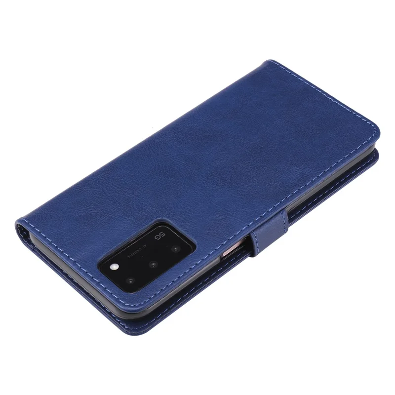 For Oppo A55 5G / A54 4G / A16 4G / Realme V11 5G Case Solid Color Leather Mobile Cover Wallet Stand with Strap - Blue