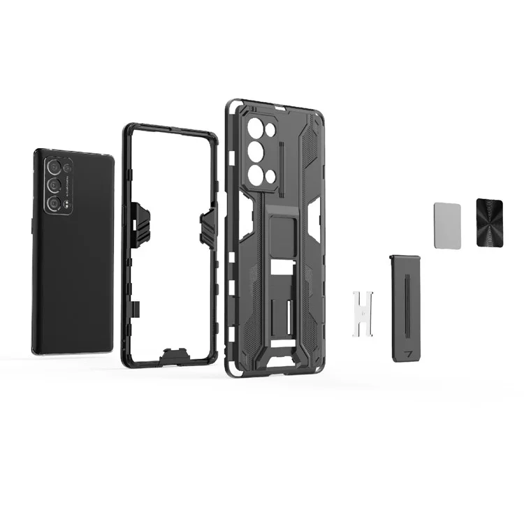 Custodia protettiva in PC rigido e TPU morbido per Oppo Reno6 Pro+ 5G, a prova di caduta - Nero