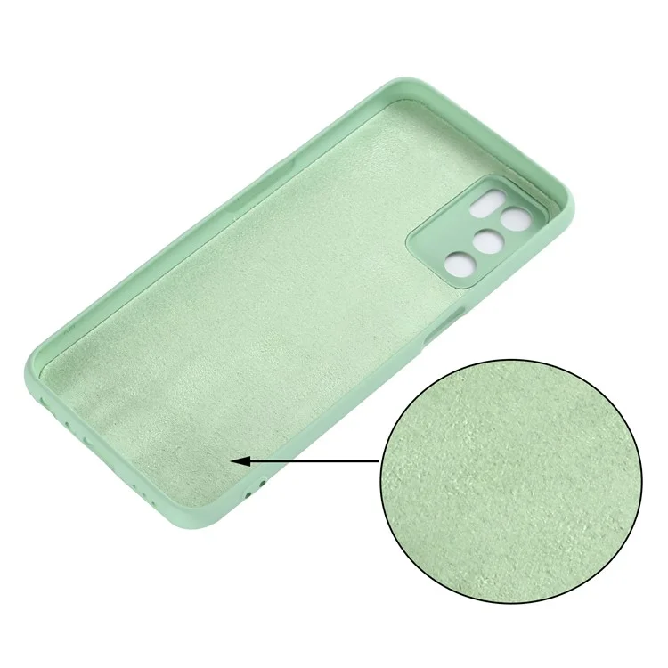 Funda de silicona líquida Microfiber Liner Shockproof Precise Cutout Solid Color con correa de mano para Oppo A16/A16S (Global) - Verde