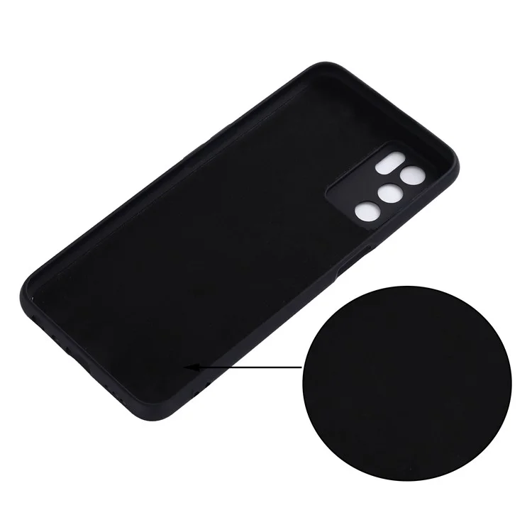 Microfiber Liner Shockproof Precise Cutout Solid Color Liquid Silicone Phone Case with Handy Strap for Oppo A16/A16S (Global) - Black