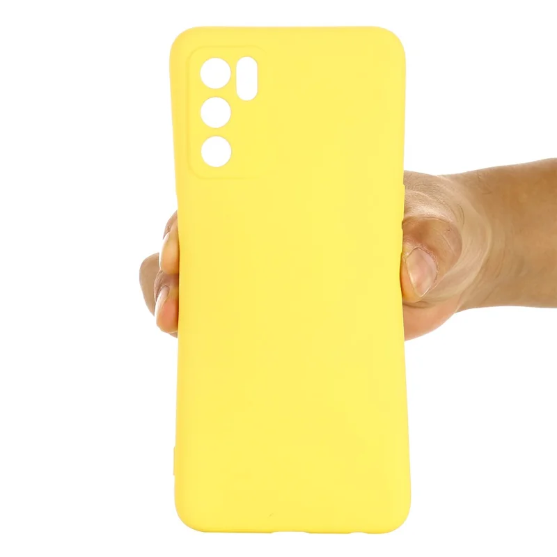 Microfiber Liner Shockproof Precise Cutout Solid Color Liquid Silicone Phone Case with Handy Strap for Oppo A16/A16S (Global) - Yellow