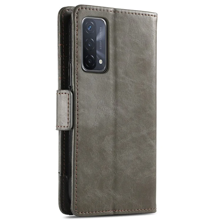 CASENEO 002 Series Business Style Folio Flip Dual Magnetic Clasp Splicing Leather Mobile Phone Case for OPPO A54 5G/A74 5G/A93 5G - Grey