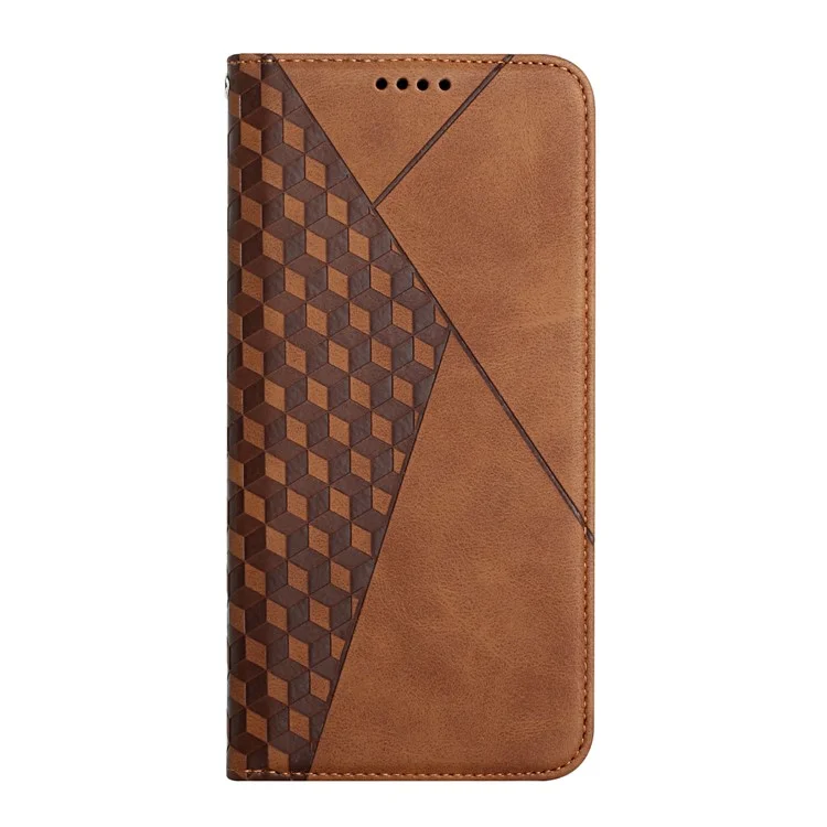 Capa Protetora de Telefone com Absorção Magnética e Sensação de Toque na Pele, com Padrão Romboidal para Oppo A16/A16s/A54s/A55 5G/A53s 5G - Marrom