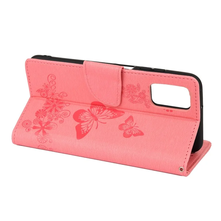 Butterflies Imprimées du Portefeuille en Cuir de Fleur Sobre de Protection de Téléphone Pour Oppo Reno6 5G - Rose