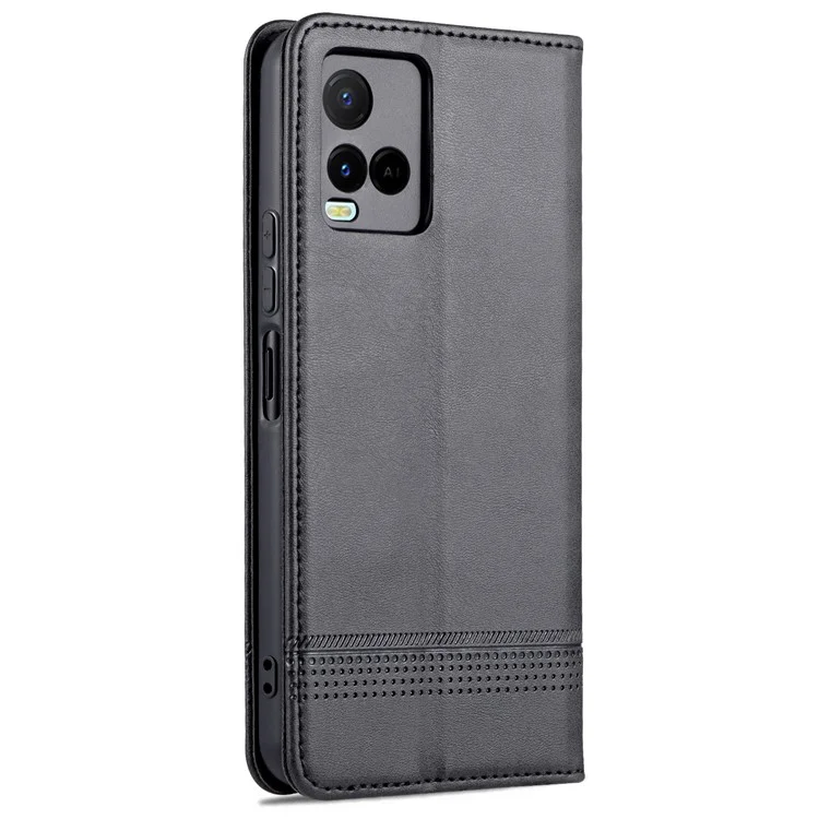 AZNS Estojo de Telefone com Proteção contra Choques, Design de Suporte Magnético com Fechamento Automático, Capa de Couro PU para vivo Y21/Y33s - Preto