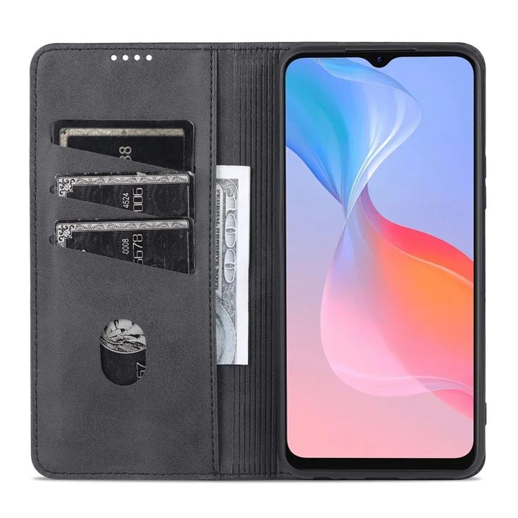 AZNS Estojo de Telefone com Proteção contra Choques, Design de Suporte Magnético com Fechamento Automático, Capa de Couro PU para vivo Y21/Y33s - Preto