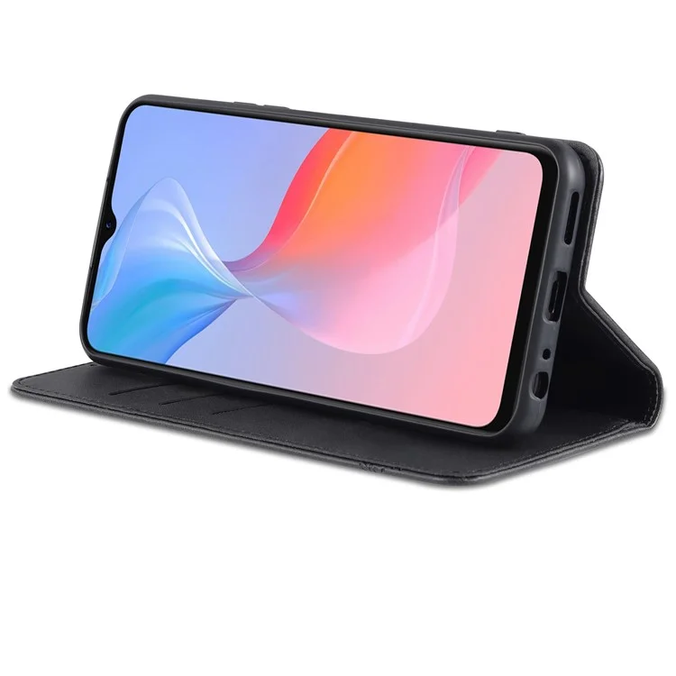 AZNS Estojo de Telefone com Proteção contra Choques, Design de Suporte Magnético com Fechamento Automático, Capa de Couro PU para vivo Y21/Y33s - Preto