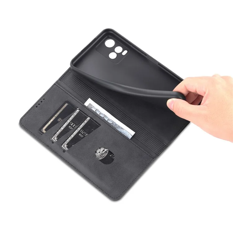 AZNS Estojo de Telefone com Proteção contra Choques, Design de Suporte Magnético com Fechamento Automático, Capa de Couro PU para vivo Y21/Y33s - Preto