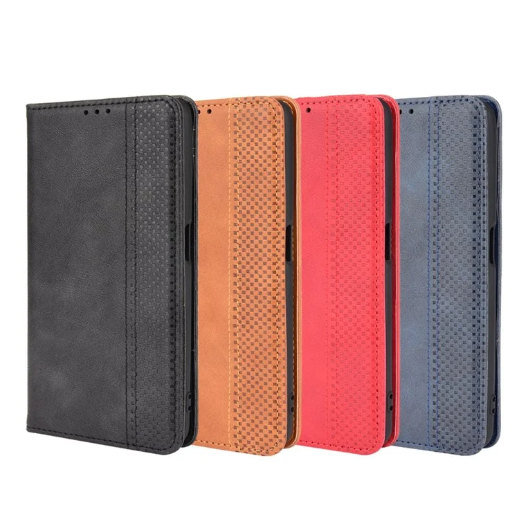 Per Realme 8i Retro Textured Surface Shockproof Wallet Stand Well-Protected Phone Leather Case - Nero