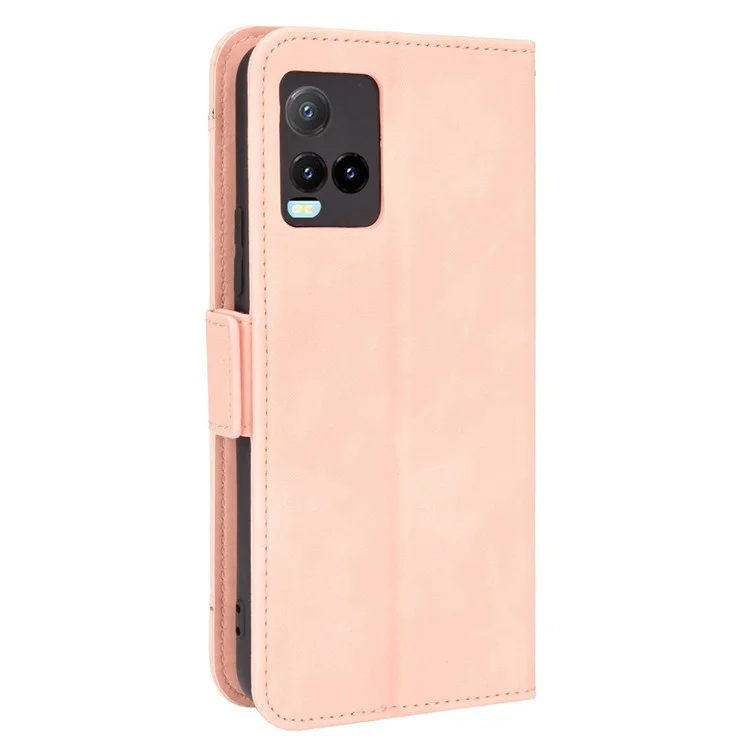 Para Vivo Y33s/y21/y21s Anti-Drop Flip Phone Case PU Leather + TPU Capa de Telefone Múltiplo Slot de Carteira - Rosa