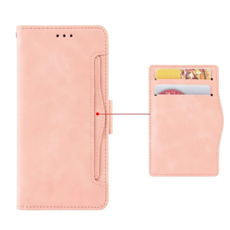 Para Vivo Y33s/y21/y21s Anti-Drop Flip Phone Case PU Leather + TPU Capa de Telefone Múltiplo Slot de Carteira - Rosa