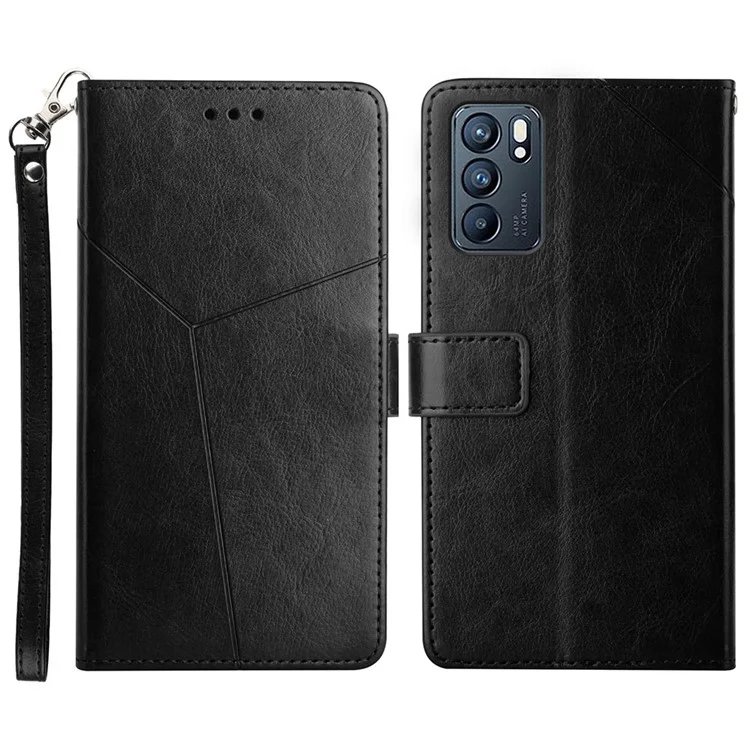 Impression de la Coque en Cuir du Portefeuille de Support en Forme de y Pour Oppo Reno6 5G - le Noir
