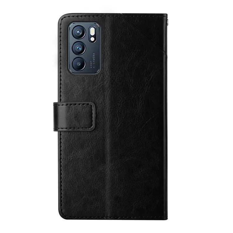 Impression de la Coque en Cuir du Portefeuille de Support en Forme de y Pour Oppo Reno6 5G - le Noir