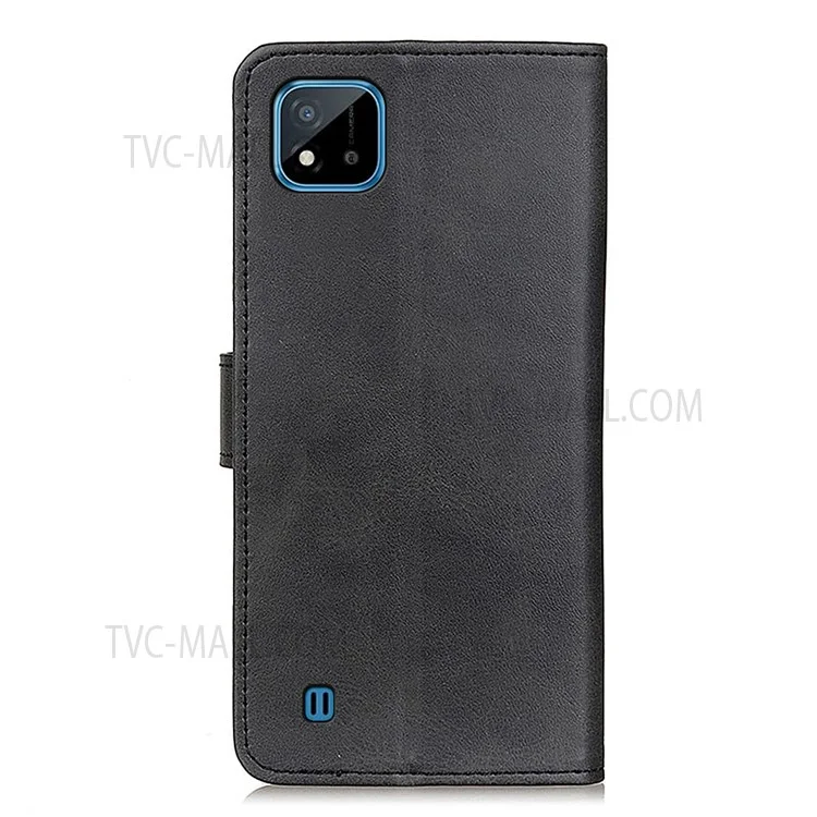 PU Leather Wallet Stand Shockproof Anti-Scratch Protective Cover with Magnetic Closure for Realme C20 / C11 (2021) - Black