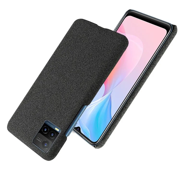 KSQ Shockproof Phone Cover Quality Cloth + PC Back Phone Case для vivo Y21 / Y21s / Y33s - Черный