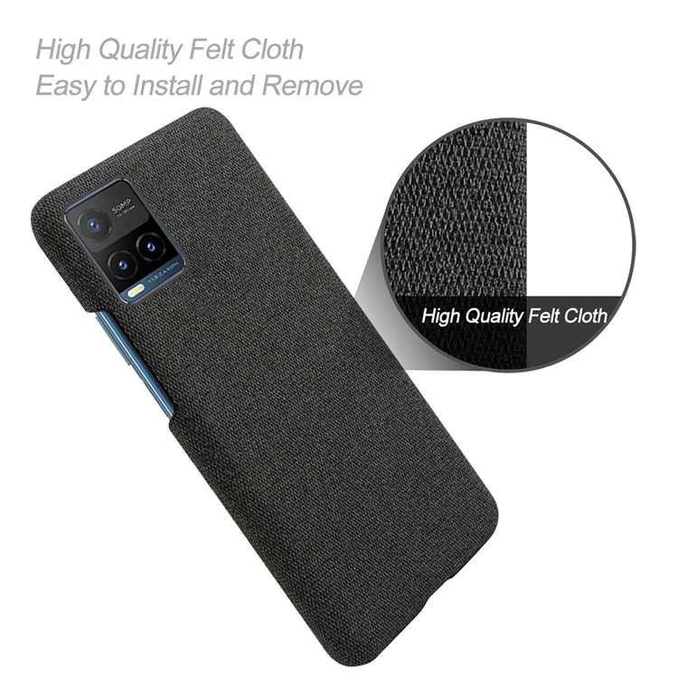 KSQ Shockproof Phone Cover Quality Cloth + PC Back Phone Case для vivo Y21 / Y21s / Y33s - Черный