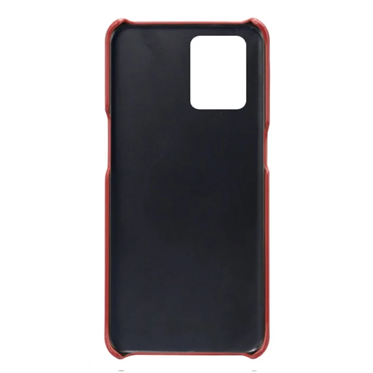 KSQ PU Leather + PC Combo Anti-Scratch Hard Case with Dual Back Card Slots for Realme 8i/Narzo 50 4G - Rosso