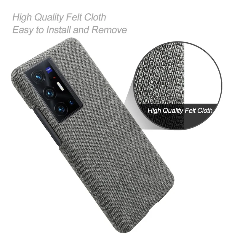 KSQ Anti-Fingerprint Solid Color Anti-Fall Cloth + PC Back Phone Case Shell for vivo X70 Pro - Grey