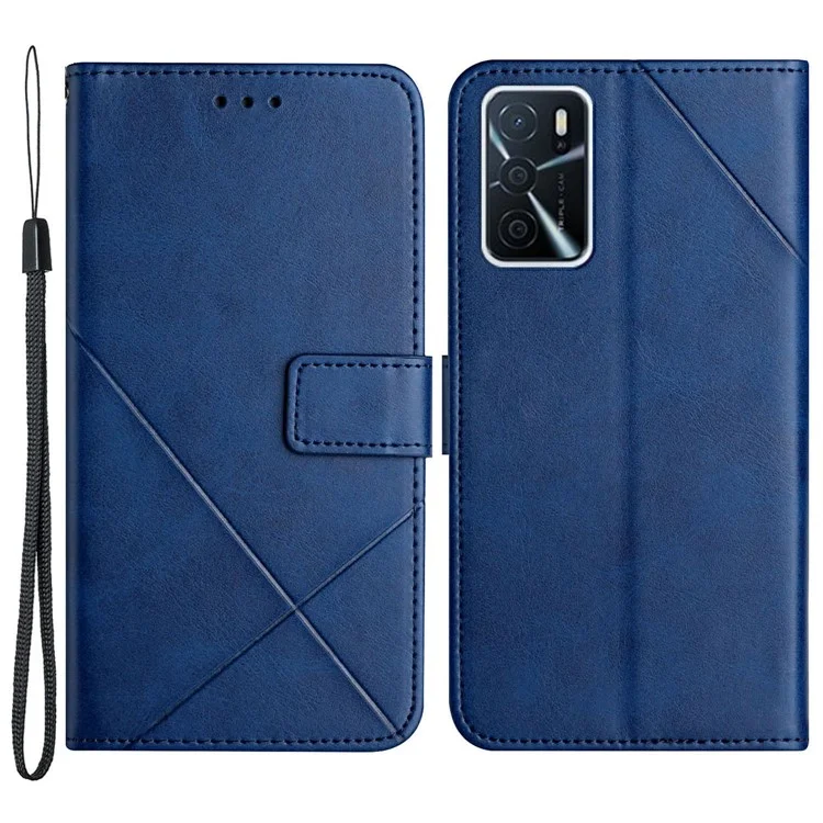 Custodia Portafoglio in Pelle Tinta Unita con Chiusura Magnetica e Supporto per Oppo A16 / A16s / A54s - Blu