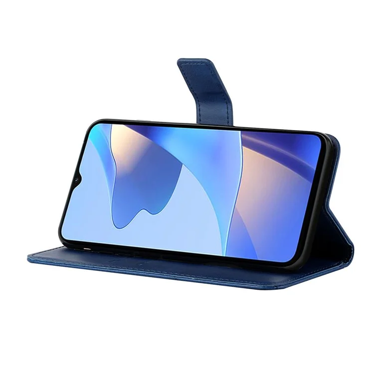 Custodia Portafoglio in Pelle Tinta Unita con Chiusura Magnetica e Supporto per Oppo A16 / A16s / A54s - Blu
