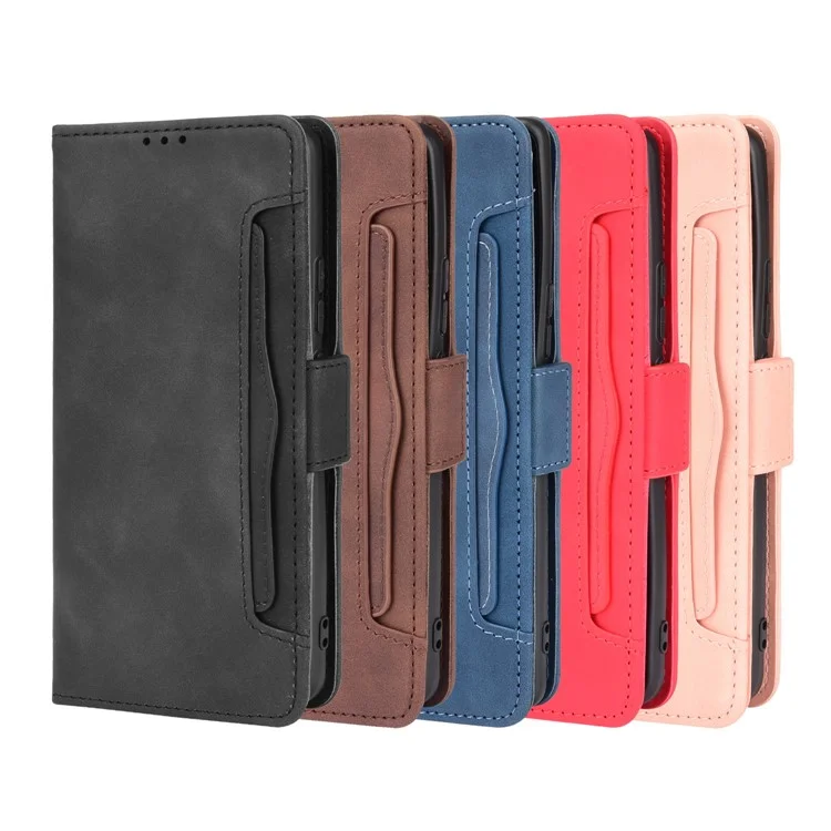Multiple Card Slot Design Flip Phone Case PU Leather Wallet Cover Protector for vivo iQOO 8 - Black