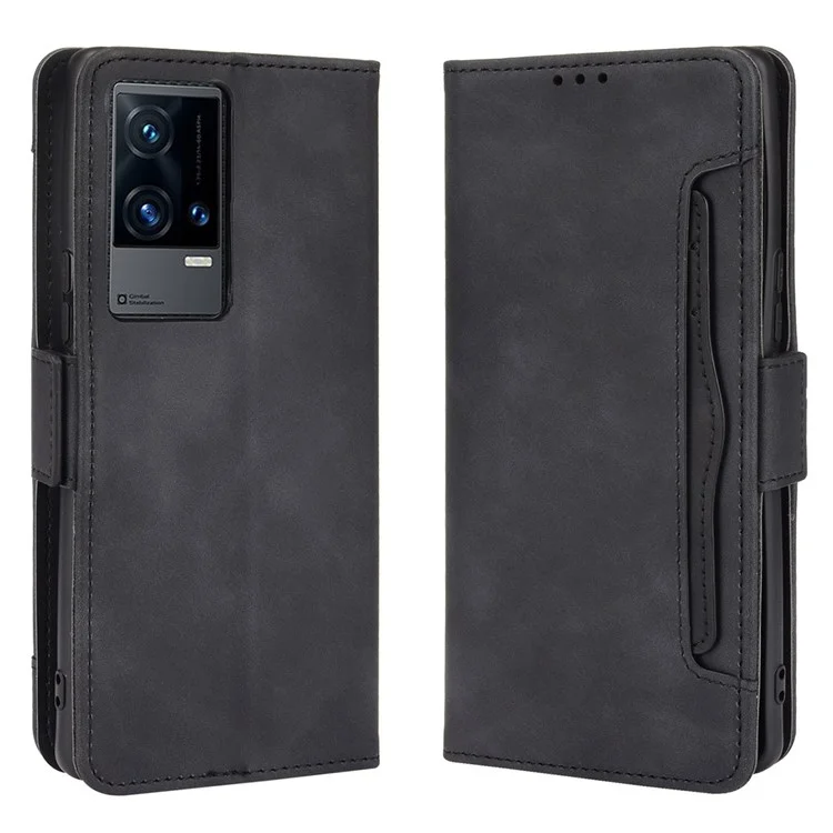 Flip Phone Case Multiple Card Slot Slot pu Leather Pallet Cover Protecteur Pour Vivo Iqoo 8 Pro - le Noir