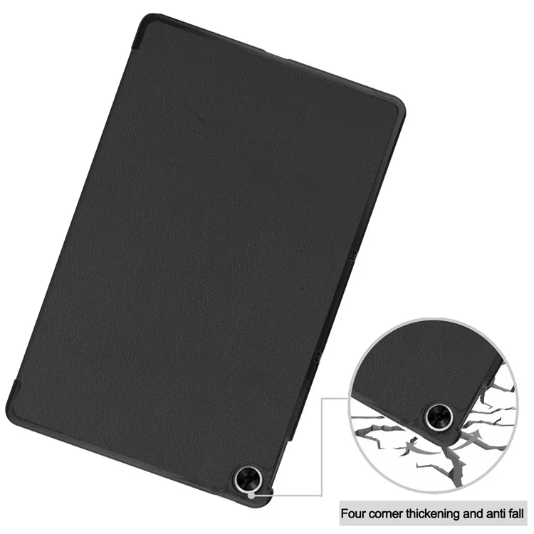 Trifold Stand PU Leather Hard PC Inner Shockproof Protective Tablet Cover for Realme Pad 10.4 - Black