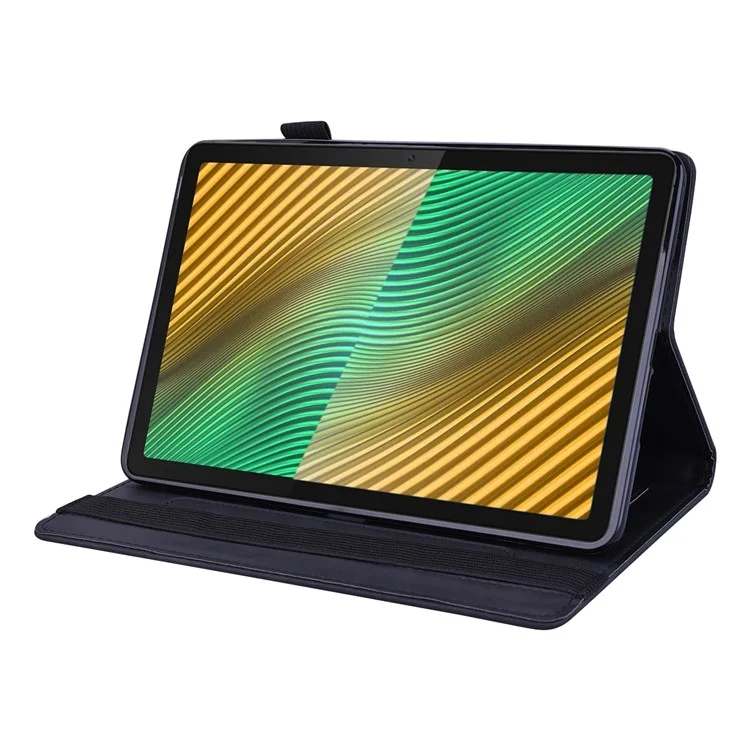 Shockproof Flip Cover Flower Pattern Imprinting Stand Design Anti-fall Leather Tablet Case with Card Slots and Pen Holder for Realme Pad - Black