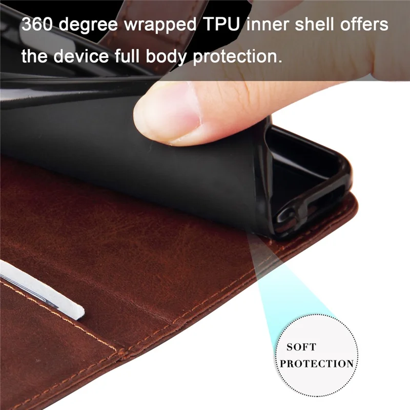 Folio Flip PU Leather Phone Case Zipper Pocket Design Wallet Drop-Resistant Case with Stand for Realme 8i/Narzo 50 4G - Brown