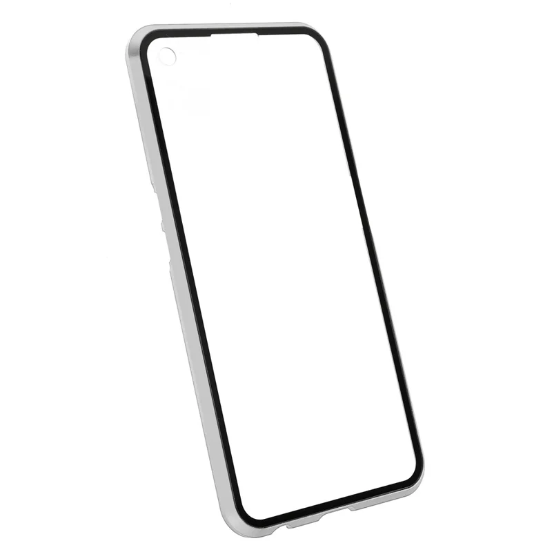 For Oppo A54 4G Full Body Case Magnetic Tempered Glass Double-Sided Phone Case - Silver