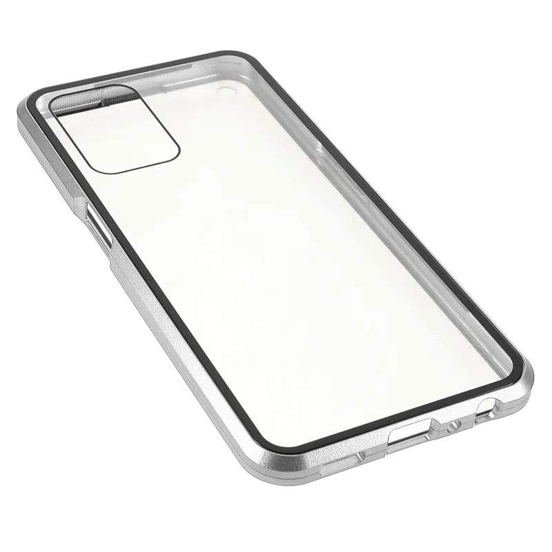For Oppo A54 4G Full Body Case Magnetic Tempered Glass Double-Sided Phone Case - Silver