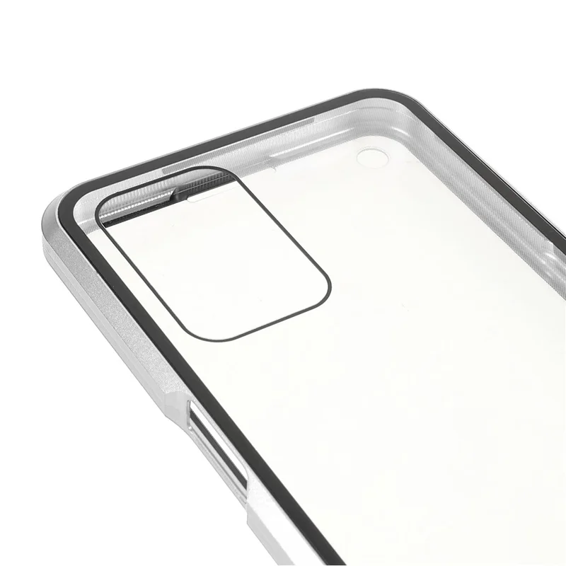 For Oppo A54 4G Full Body Case Magnetic Tempered Glass Double-Sided Phone Case - Silver