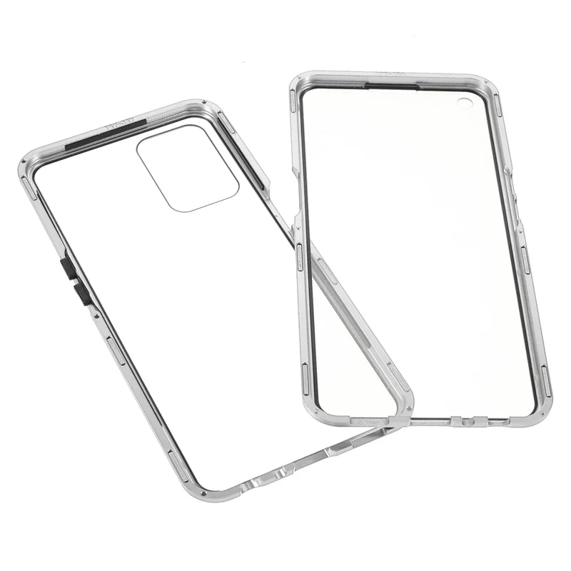 For Oppo A54 4G Full Body Case Magnetic Tempered Glass Double-Sided Phone Case - Silver
