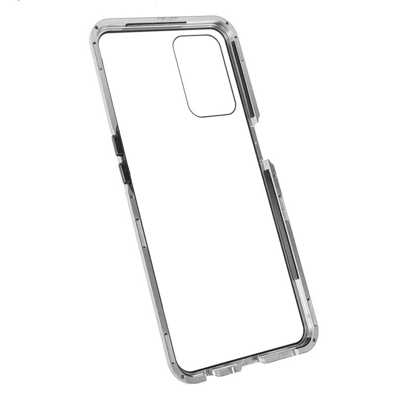For Oppo A54 4G Full Body Case Magnetic Tempered Glass Double-Sided Phone Case - Silver