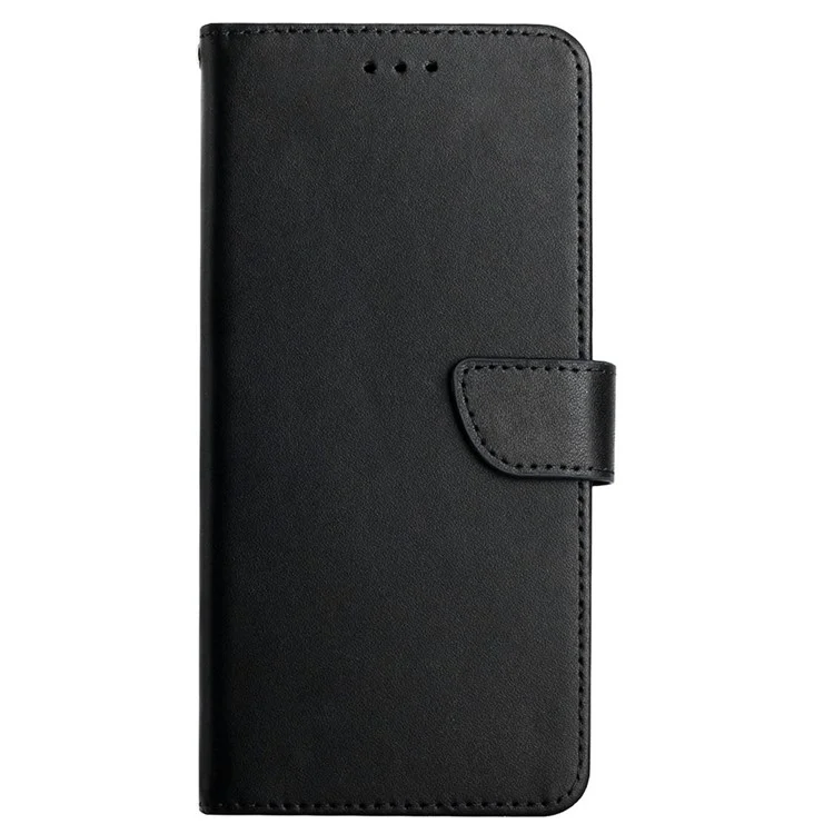 Étui portefeuille en cuir véritable Nappa Texture + coque intérieure TPU souple Couleur unie Support pour Oppo Reno6 5G - Noir