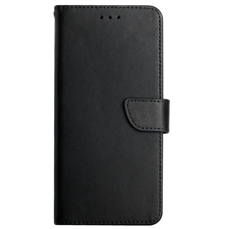 Colore Solido Nappa Texture Genuine Pelle Copertura Esterna + Soft TPU Shell Inner Con Portafoglio Stand Per OPPO RENO6 Pro + 5G - Nero