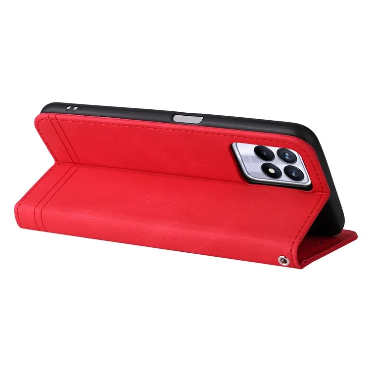 For Realme 8i / Narzo 50 4G Leather Wallet Cases Skin Touch Phone Cover Stand with Strap - Red