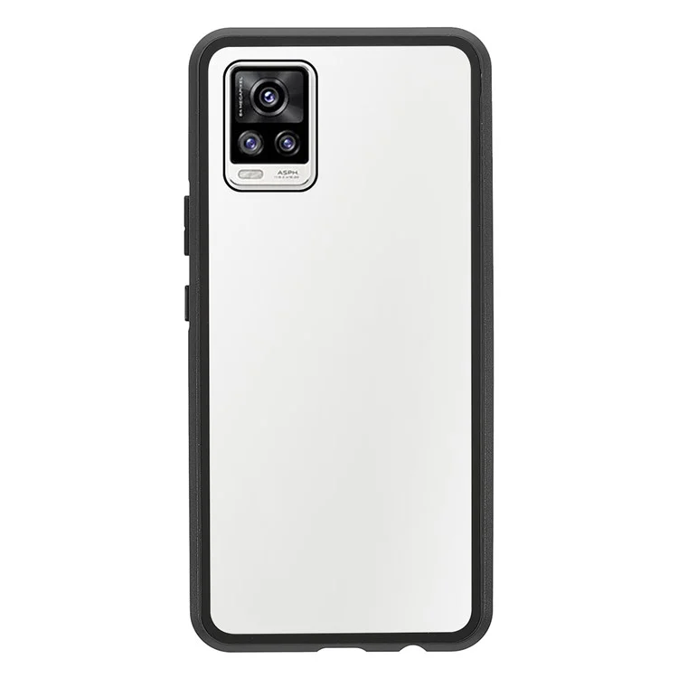 Ultra Clear Double-sided Tempered Glass + Metal Frame Magnetic Phone Case Cover for vivo V20 - Noir
